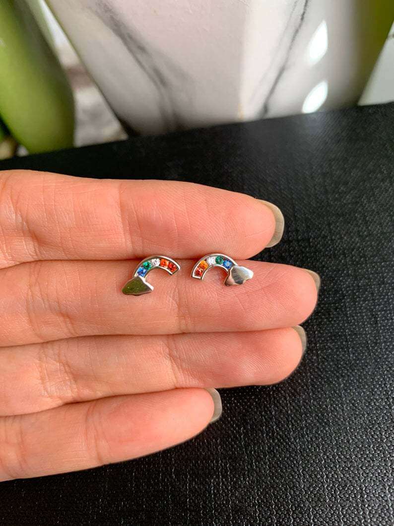 Rainbow Cloud Stud-Earrings merch Earring thepridecolors