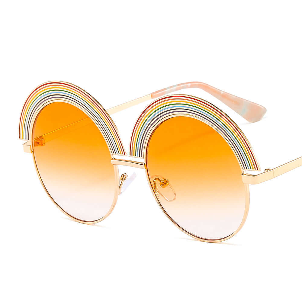 Metal Rainbow Round Frame Sunglasses merch accessories thepridecolors
