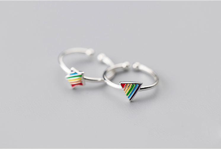 Freedom Rings Lgbtq Pride Triangle and Star Rings (Adjustable Rings)