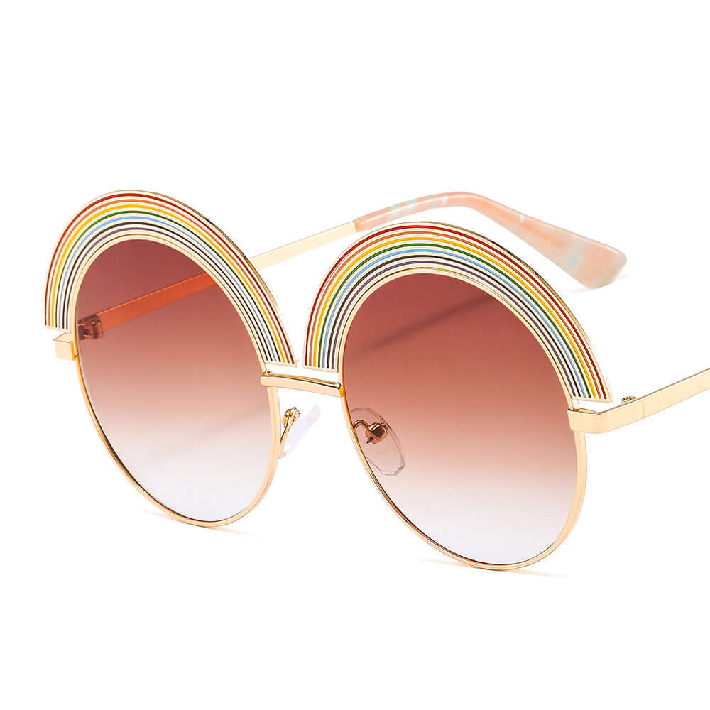 Metal Rainbow Round Frame Sunglasses merch accessories thepridecolors