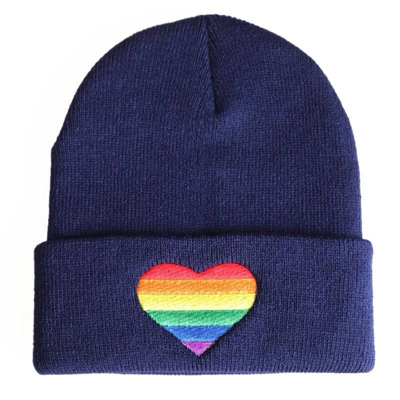 Rainbow Heart Embroidered Knit Hat | Pride Colors Beanie | LGBT+ Merch beanie, hat, hats', winter winter thepridecolors