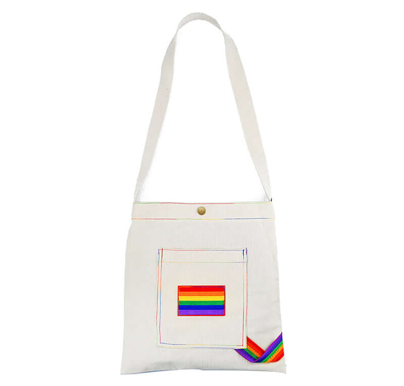 Pride Flag Canvas Bag |  LGBT+ Flag Rainbow Embroidered bag, gay, merch accessories thepridecolors