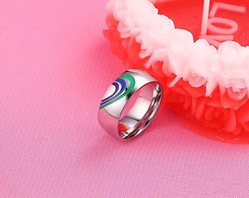Stainless Steel Rainbow Couples Ring