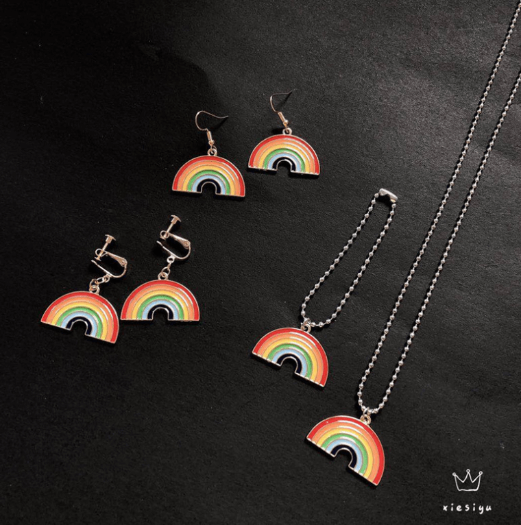 Rainbow Earrings/Necklace/Bracelet merch Earring thepridecolors