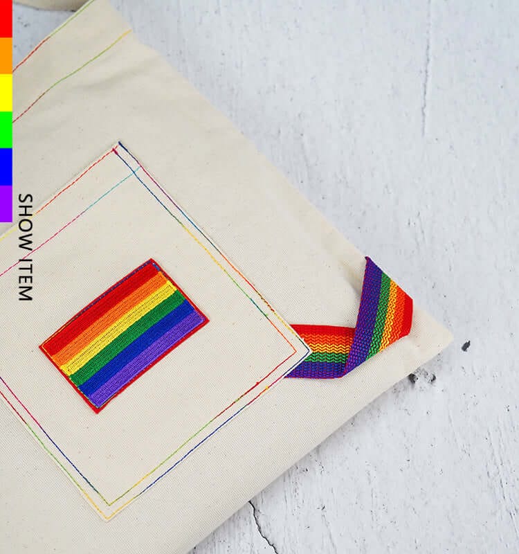 Pride Flag Canvas Bag |  LGBT+ Flag Rainbow Embroidered bag, gay, merch accessories thepridecolors