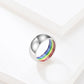 Black, Gold, and Polished Titanium Steel Rainbow Pride Colors Ring