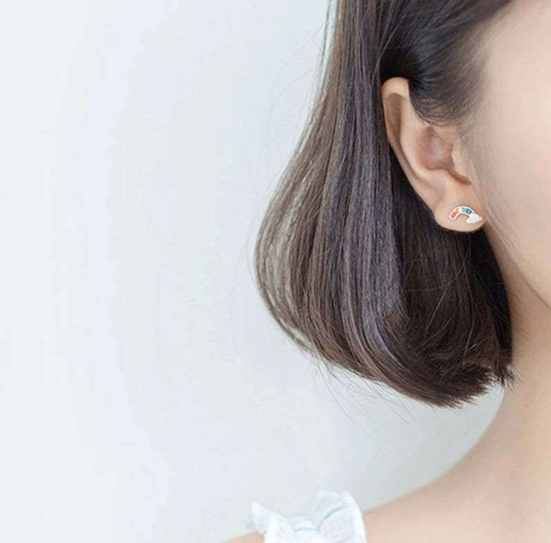 Rainbow Cloud Stud-Earrings merch Earring thepridecolors