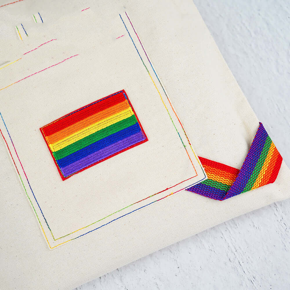 Pride Flag Canvas Bag |  LGBT+ Flag Rainbow Embroidered bag, gay, merch accessories thepridecolors