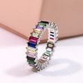 Silver with Colorful Geometric Rainbow Gemstones Ring - ThePrideColors