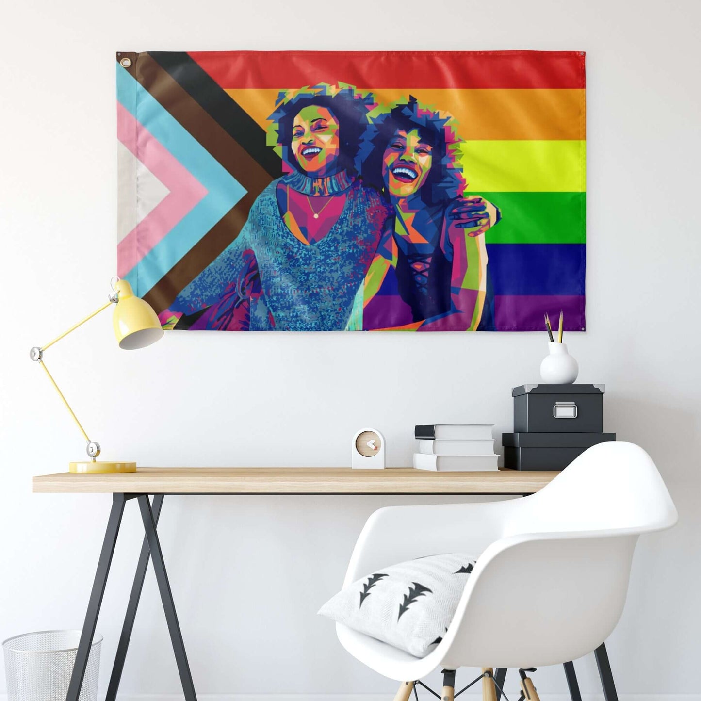 Your Face Painted On A Pride Flag - Handmade Pride Art Flag Els PW 9885, flag, flags, merch, paint, painting, pride, pride paint, rainbow, square  thepridecolors