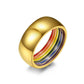 Black, Gold, and Polished Titanium Steel Rainbow Pride Colors Ring