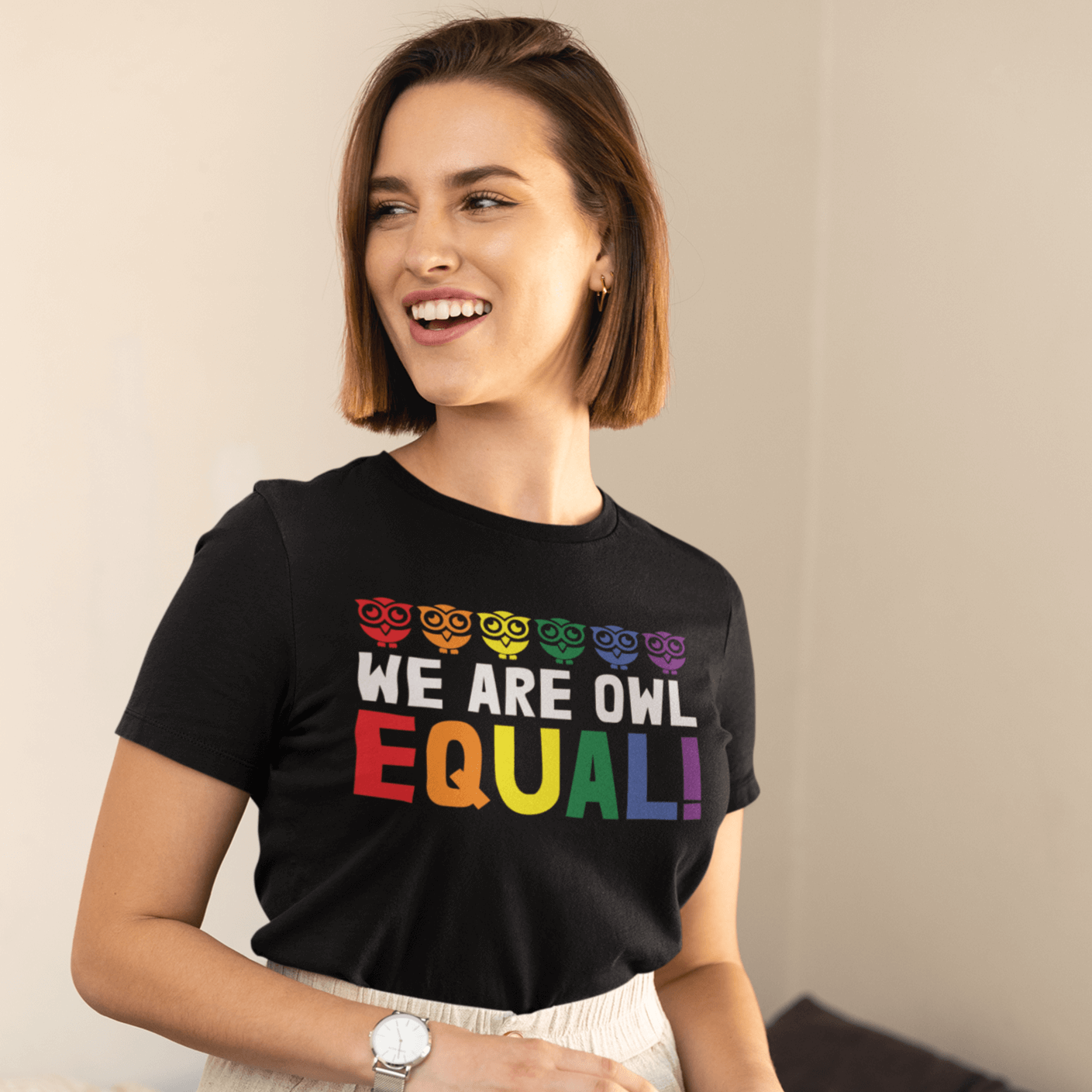 We're Owl Equal | LGBT+ Merch | Funny Gay Pride Unisex T-Shirt