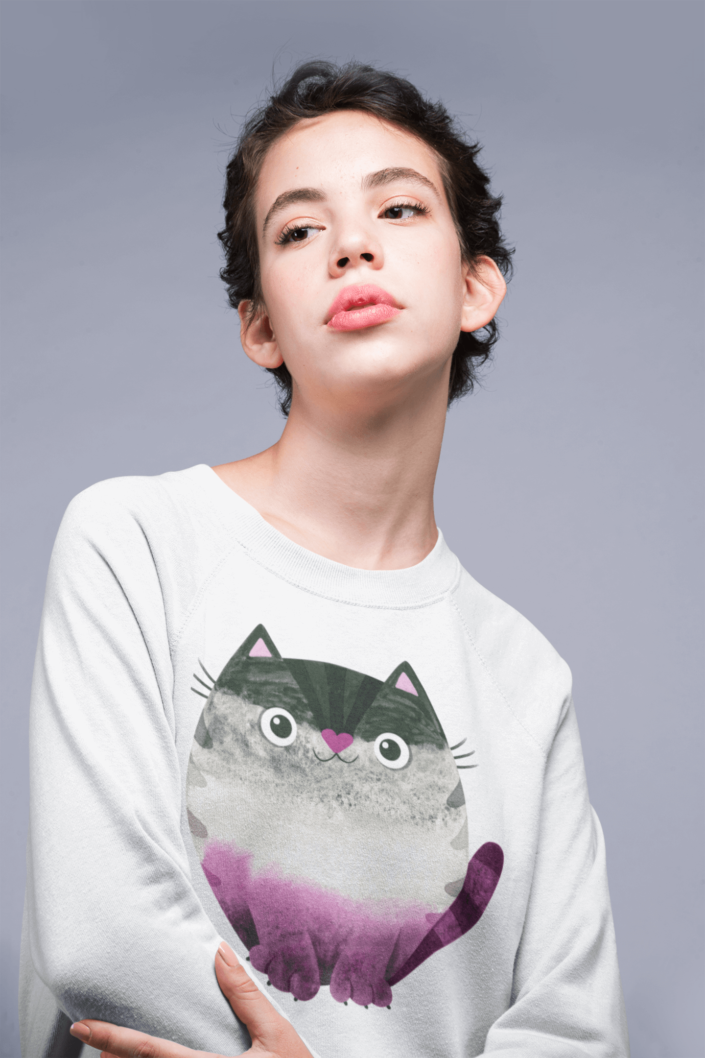 Asexual Cat Sweatshirt | LGBT+ Merch | Unisex - Subtle Asexual Pride Sweatshirt