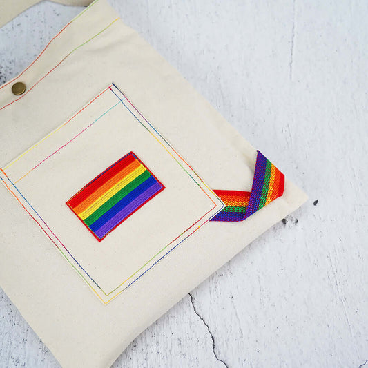 Pride Flag Canvas Bag |  LGBT+ Flag Rainbow Embroidered bag, gay, merch accessories thepridecolors