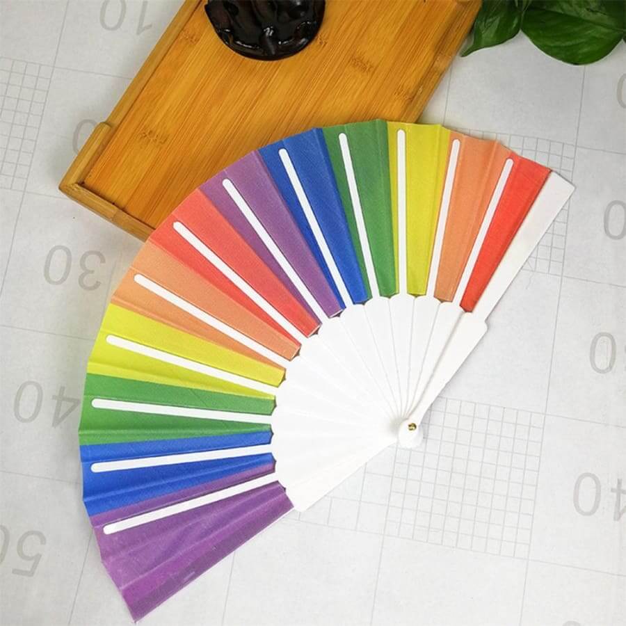 Hand Held Rainbow Folding Fan - Pride Merch chinese, fan, hand, held, merch, pride, rainbow  thepridecolors