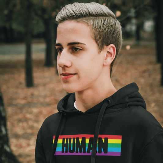Human | LGBT+ Merch | Unisex Hoodie hoodie, hoodies Sweatshirts thepridecolors