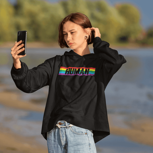 Human | LGBT+ Merch | Unisex Hoodie hoodie, hoodies Sweatshirts thepridecolors