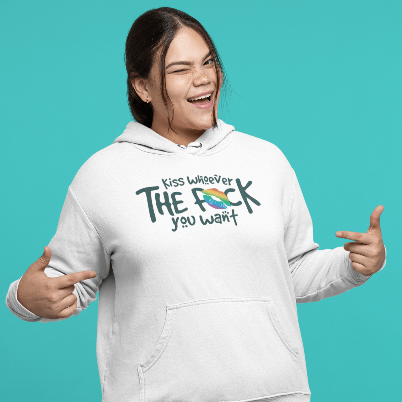 Kiss Whoever The F You Want | LGBT+ Merch | Unisex Hoodie hoodie, hoodies Sweatshirts thepridecolors