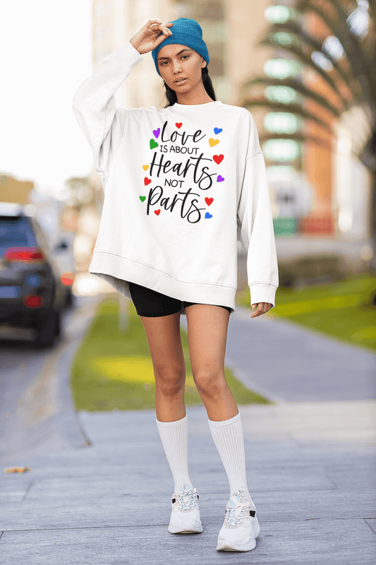 Love Is Not About Parts | LGBT+ Merch | Unisex Pride Sweatshirt