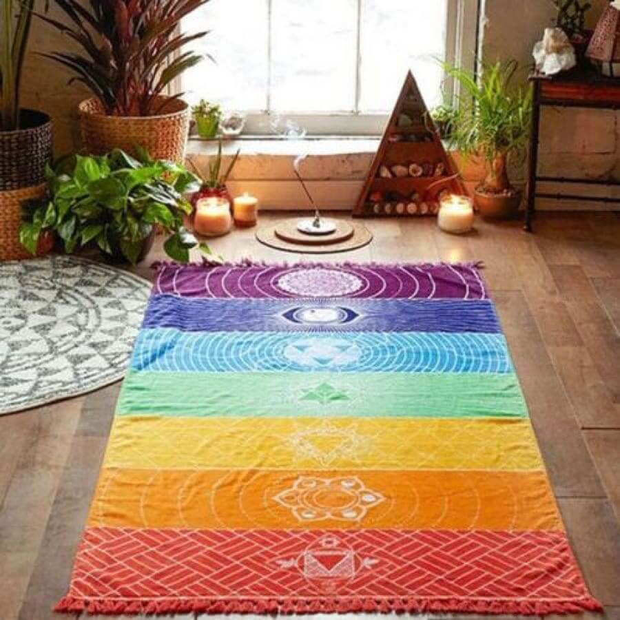 Pride Rainbow Chakra Tapestry mat, merch, tapestry, towel  thepridecolors