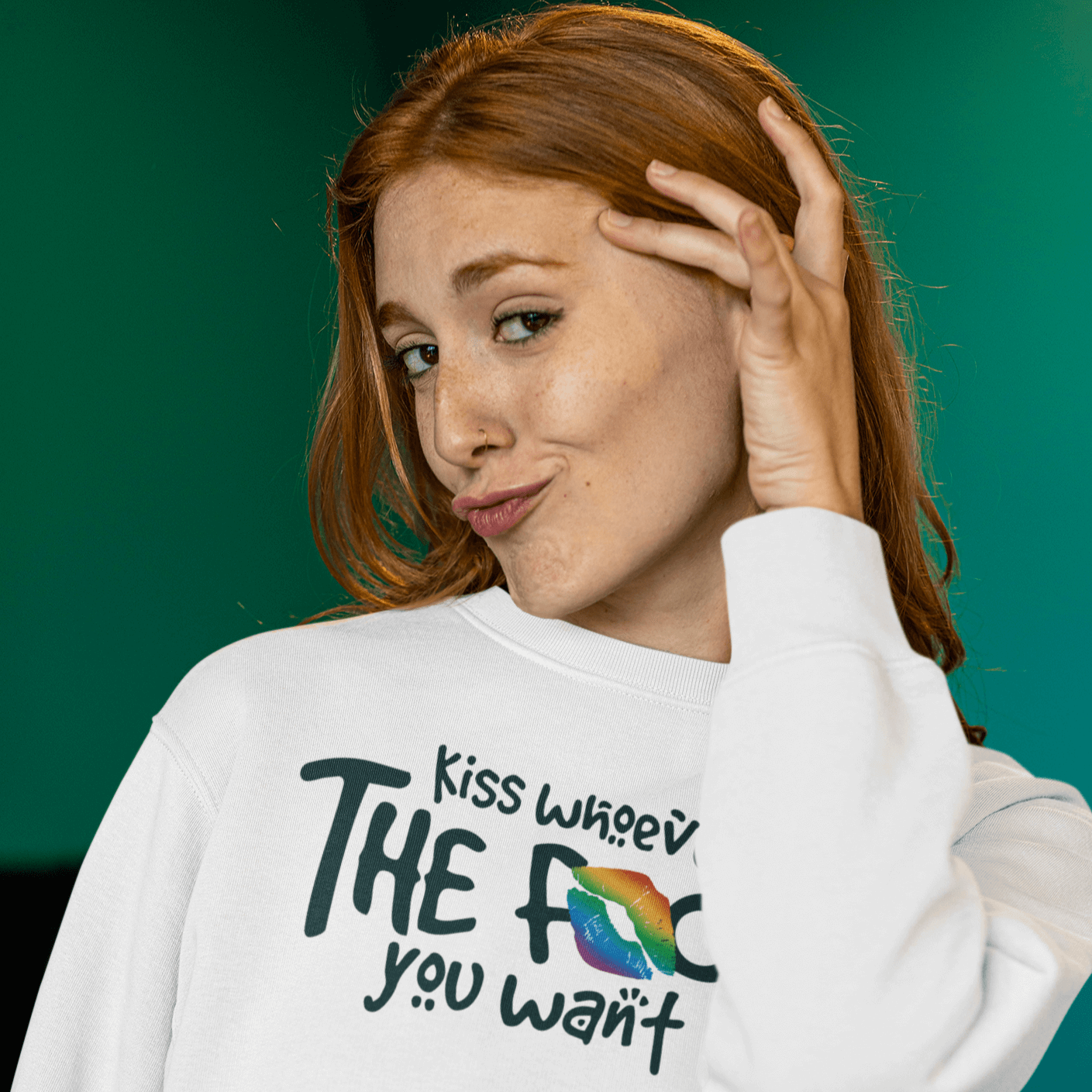 Kiss Whoever The F You Want | LGBT+ Merch | Unisex Sweatshirt sweat, sweatshirt Sweatshirts thepridecolors