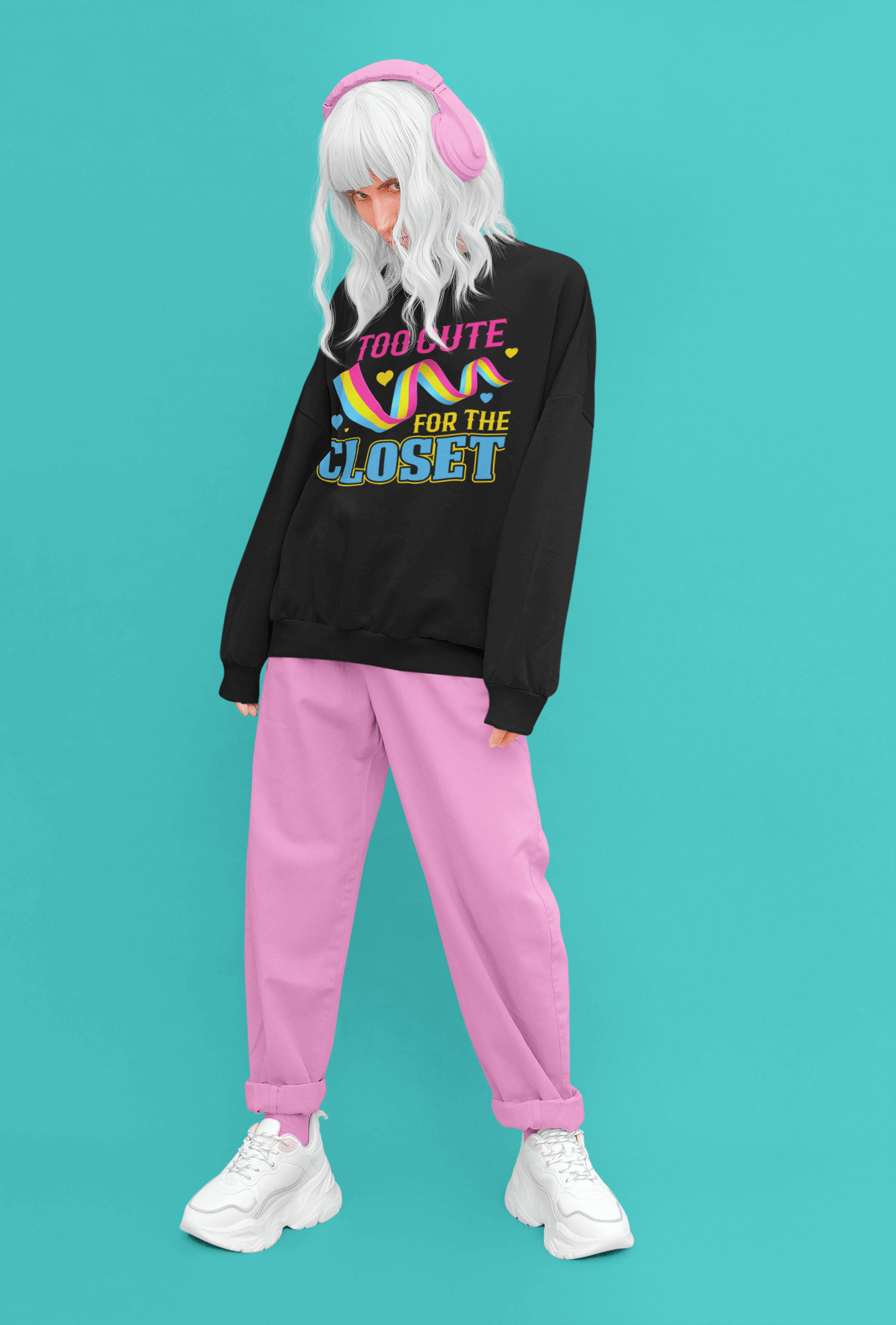 Too Cute For The Closet | LGBT+ Merch | Pansexual Pride Unisex Sweatshirt