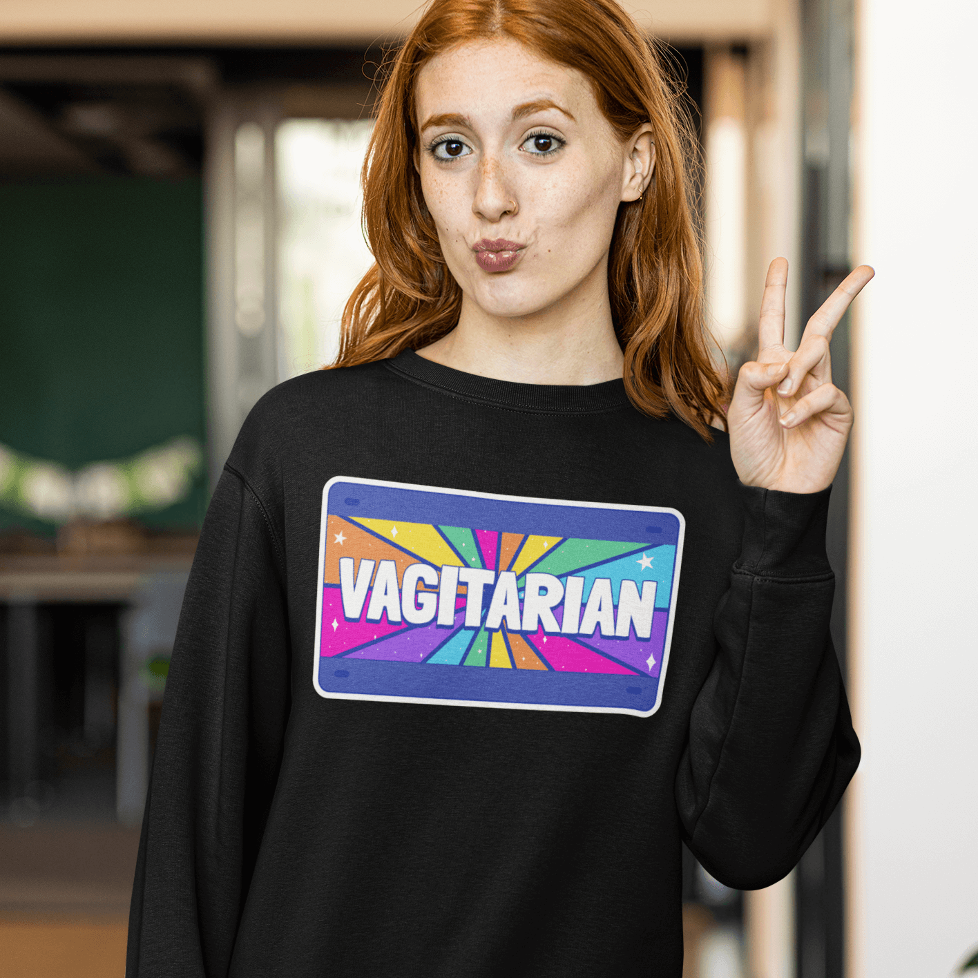 Vagitarian | LGBT+ Merch | Unisex Lesbian Pride Sweatshirt sweat, sweatshirt Sweatshirts thepridecolors