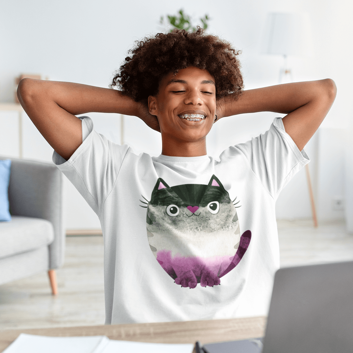 Asexual Cat T-shirt | LGBT+ Merch | Unisex - Subtle Asexual Pride T-Shirt