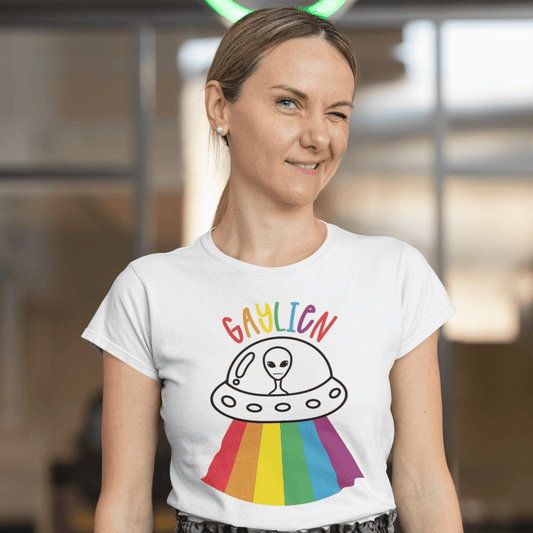 Gaylien Rainbow T-shirt | LGBT+ Merch | Unisex Gay Pride T-Shirt