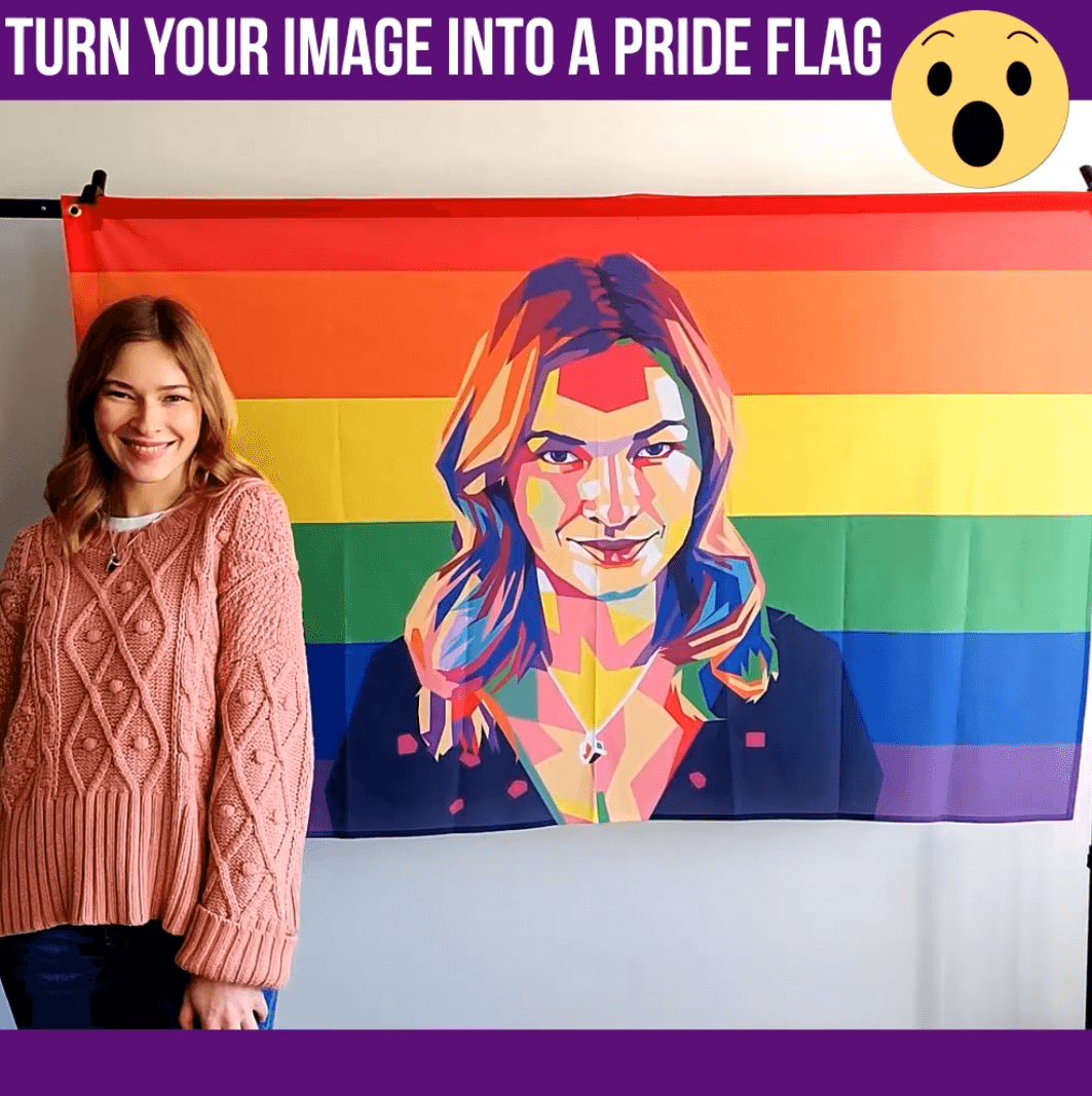 Your Face Painted On A Pride Flag - Handmade Pride Art Flag Els PW 9885, flag, flags, merch, paint, painting, pride, pride paint, rainbow, square  thepridecolors